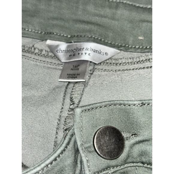Christopher & Banks Khaki Green Tapered Straight Fit Mid Rise Stretchy Pants 16P - Picture 10 of 10